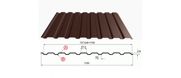 Профнастил коричневый оцинкованный  RAL 8017 С-20 купить недорого в Городище