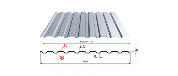 Профнастил оцинкованный С-20 1100x3000 купить недорого в Городище